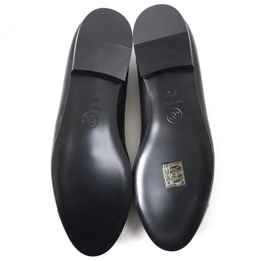CHANEL pumps G02819 leather black ballerina 37