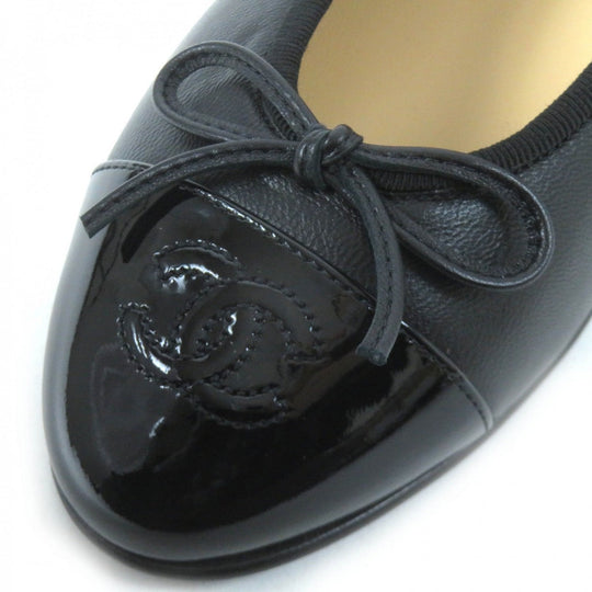 CHANEL pumps G02819 leather black ballerina 37