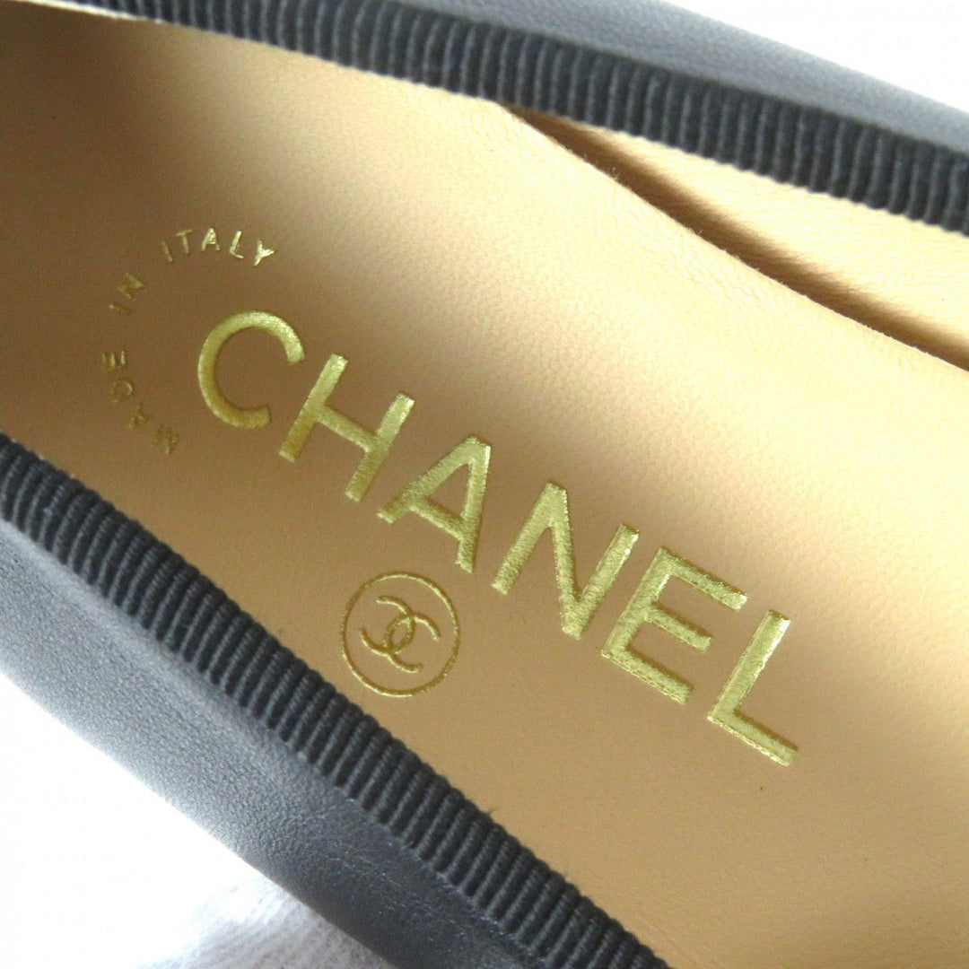 CHANEL pumps G02819 leather black ballerina 37