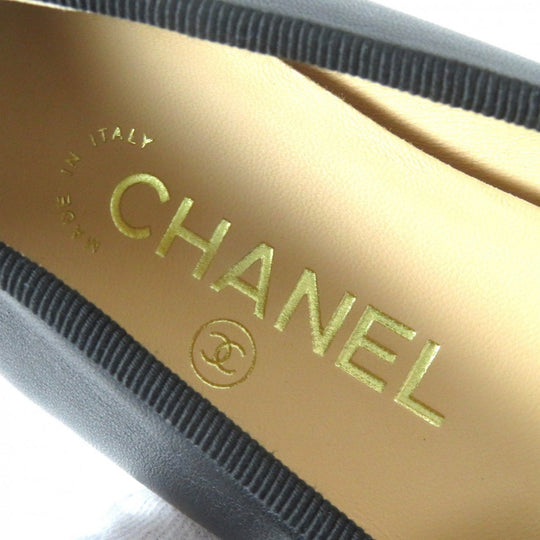 CHANEL pumps G02819 leather black ballerina 37