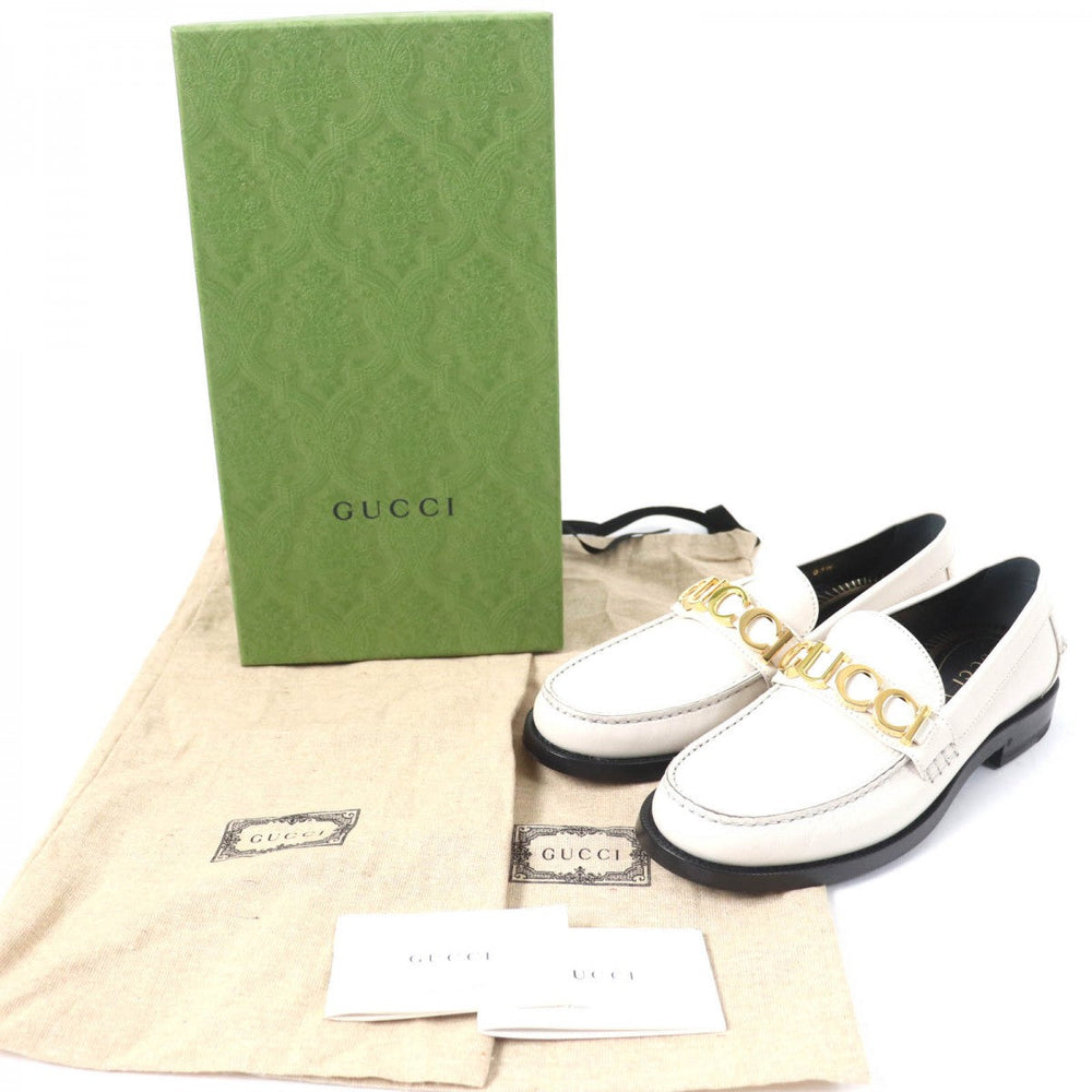 GUCCI loafers 700036 Main: Leather Ivory Women 37 Used Authentic