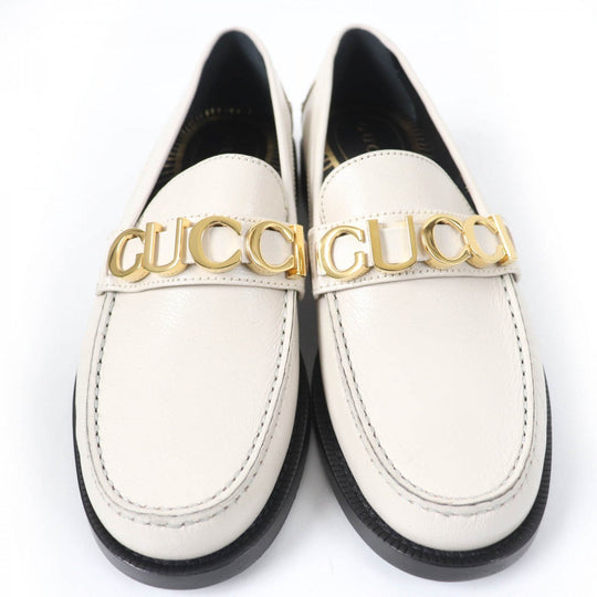 GUCCI loafers 700036 Main: Leather Ivory Women 37 Used Authentic