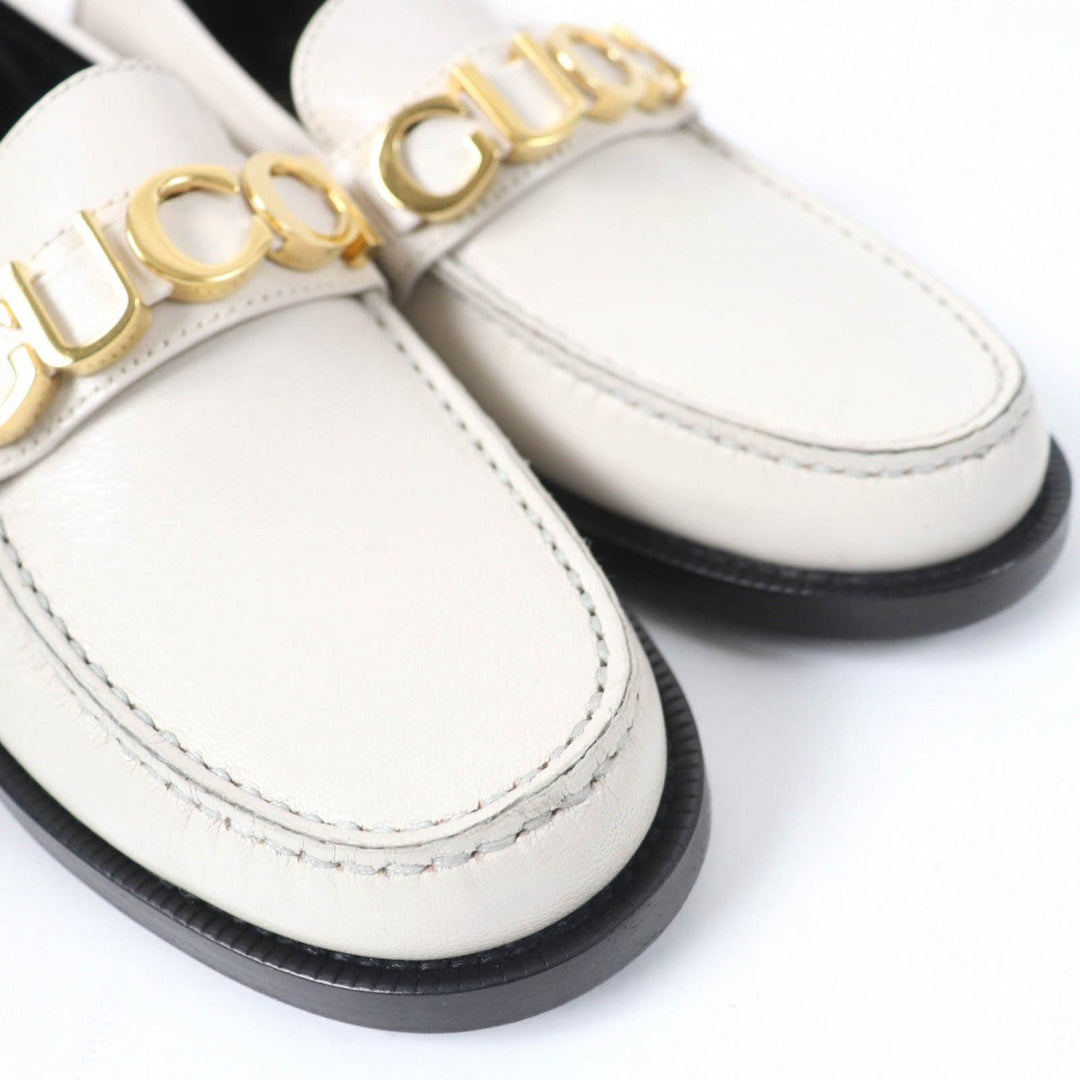 GUCCI loafers 700036 Main: Leather Ivory Women 37 Used Authentic
