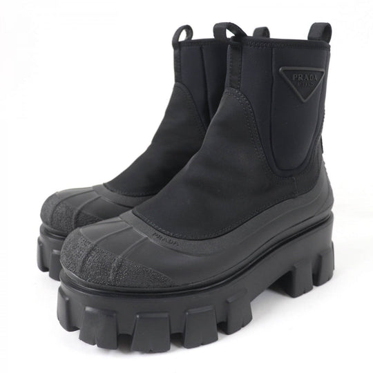 PRADA short boots 1T933M Nylon, Rubber black Monolith Re-Nylon Gabardine Boots Women 38 Used Authentic
