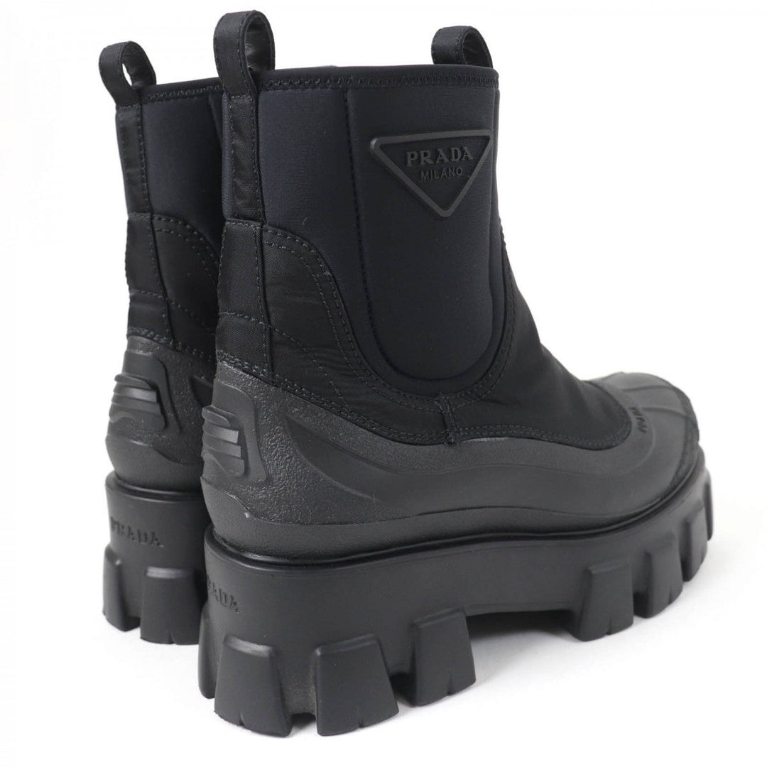 PRADA short boots 1T933M Nylon, Rubber black Monolith Re-Nylon Gabardine Boots Women 38 Used Authentic
