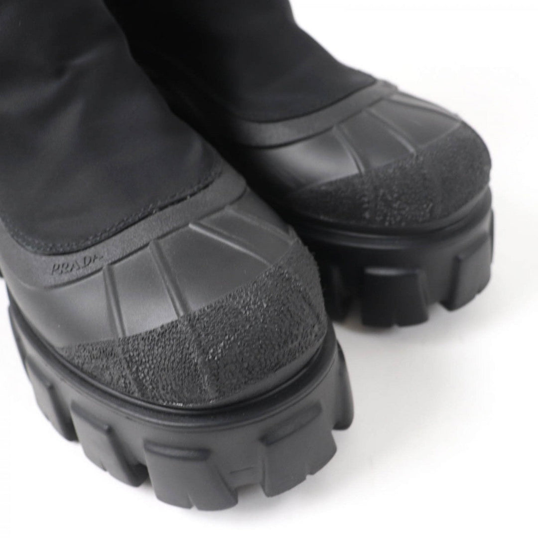 PRADA short boots 1T933M Nylon, Rubber black Monolith Re-Nylon Gabardine Boots Women 38 Used Authentic