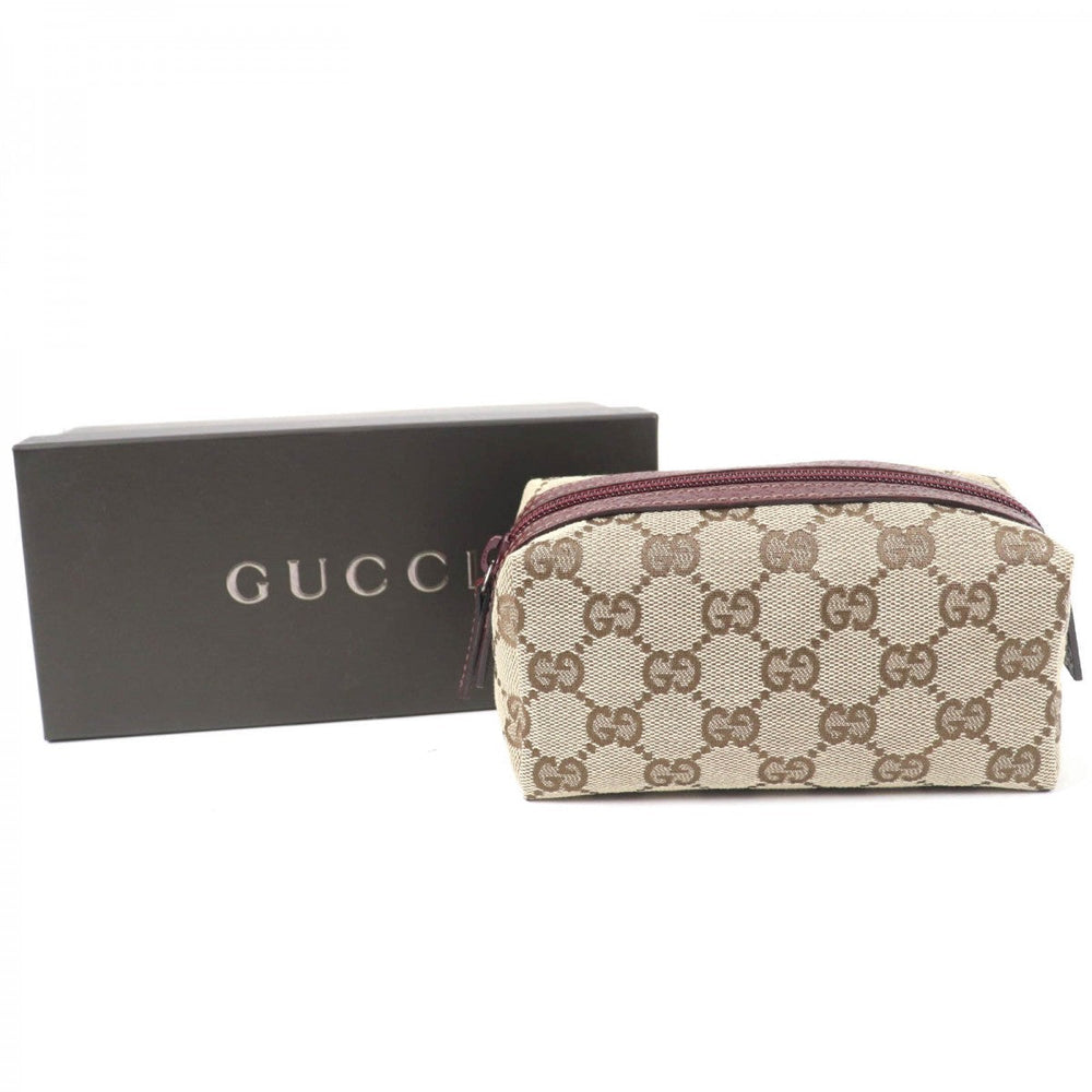 GUCCI Pouch 29596 Main: GG Supreme canvas, part: leather Brown type Women Used Authentic