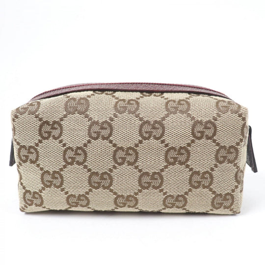GUCCI Pouch 29596 Main: GG Supreme canvas, part: leather Brown type Women Used Authentic