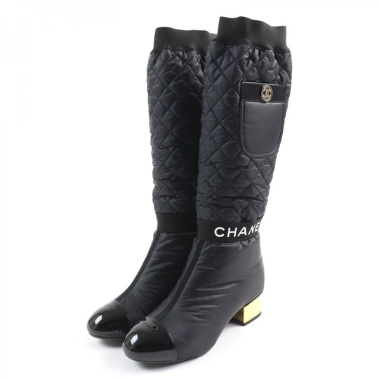 CHANEL Knee-high boots 21K G38428 Main: Leather, Part: Patent leather black Women 39 Used Authentic