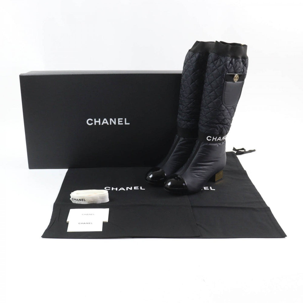 CHANEL Knee-high boots 21K G38428 Main: Leather, Part: Patent leather black Women 39 Used Authentic