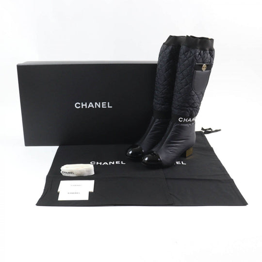 CHANEL Knee-high boots 21K G38428 Main: Leather, Part: Patent leather black Women 39 Used Authentic
