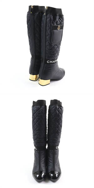 CHANEL Knee-high boots 21K G38428 Main: Leather, Part: Patent leather black Women 39 Used Authentic