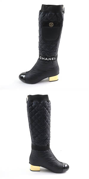 CHANEL Knee-high boots 21K G38428 Main: Leather, Part: Patent leather black Women 39 Used Authentic