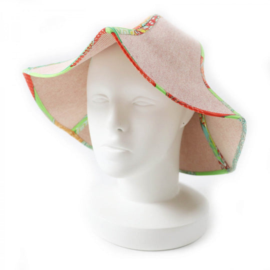 HERMES hat Main: 100% cotton, Part: 100% silk Red type Multi petit h petit ash Women Used Authentic