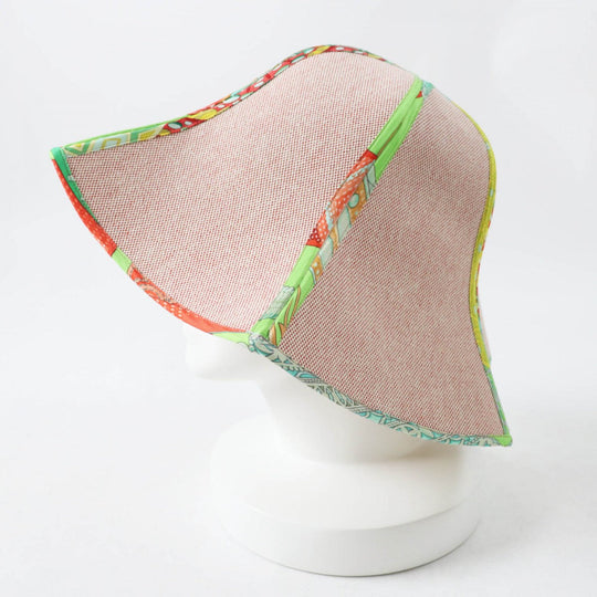 HERMES hat Main: 100% cotton, Part: 100% silk Red type Multi petit h petit ash Women Used Authentic