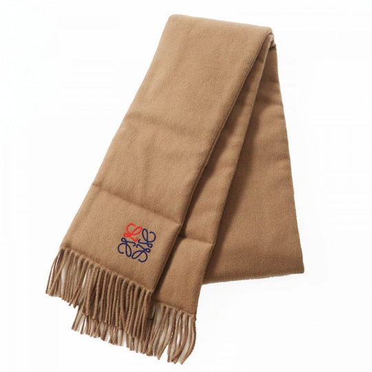 LOEWE Scarf Main: 100% cashmere, Filling: 100% polyester Brown Women Used Authentic