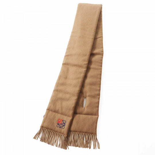 LOEWE Scarf Main: 100% cashmere, Filling: 100% polyester Brown Women Used Authentic