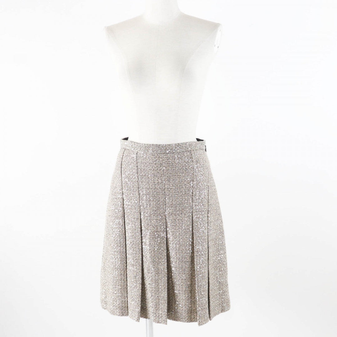 GUCCI Pleated skirt 545461 Outer material: 40% polyester, 24% nylon, 16% cotton, 13% rayon, 5% acrylic Gold type Women 40 Used Authentic