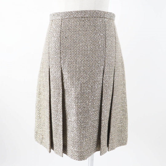 GUCCI Pleated skirt 545461 Outer material: 40% polyester, 24% nylon, 16% cotton, 13% rayon, 5% acrylic Gold type Women 40 Used Authentic