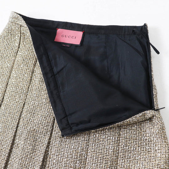 GUCCI Pleated skirt 545461 Outer material: 40% polyester, 24% nylon, 16% cotton, 13% rayon, 5% acrylic Gold type Women 40 Used Authentic