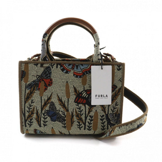 Furla Shoulder Bag WB00352 Polyester , Cotton , Piscose , Leather Multi Opportunity Butterfly Mini Tote Bag Women Used Authentic