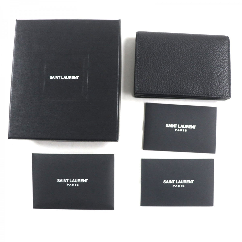 SAINT LAURENT PARIS name card holder 693492 Main: Leather black mens Used Authentic