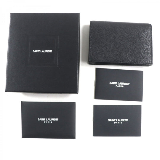 SAINT LAURENT PARIS name card holder 693492 Main: Leather black mens Used Authentic