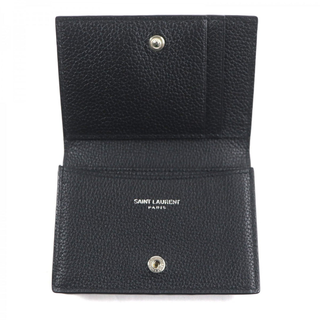 SAINT LAURENT PARIS name card holder 693492 Main: Leather black mens Used Authentic