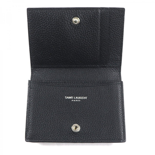SAINT LAURENT PARIS name card holder 693492 Main: Leather black mens Used Authentic
