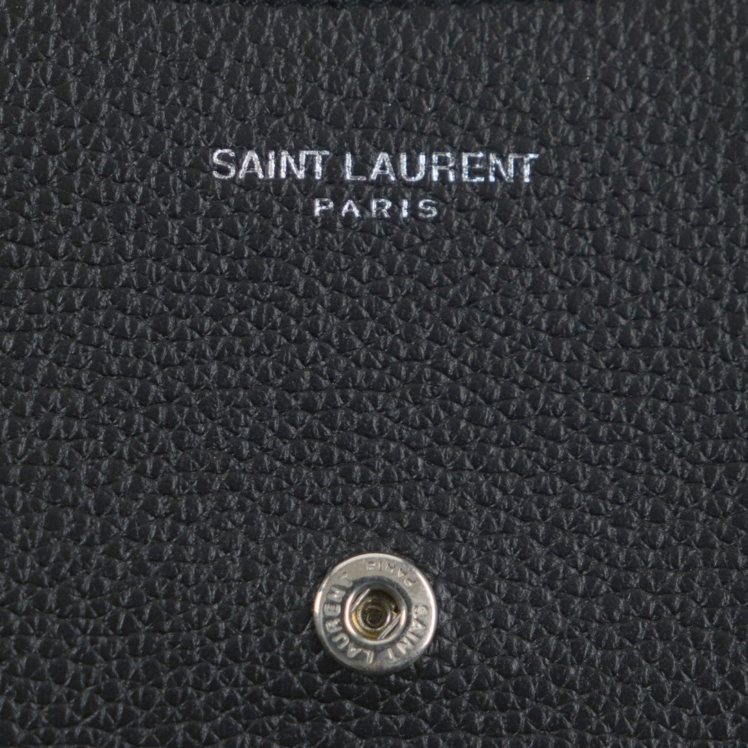 SAINT LAURENT PARIS name card holder 693492 Main: Leather black mens Used Authentic