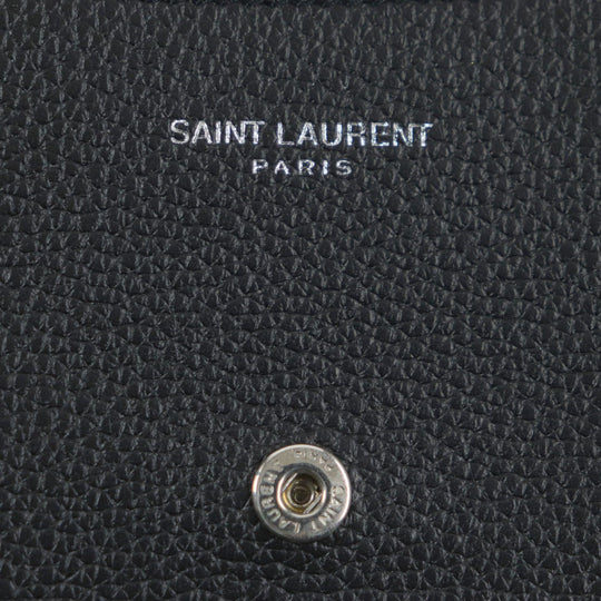 SAINT LAURENT PARIS name card holder 693492 Main: Leather black mens Used Authentic