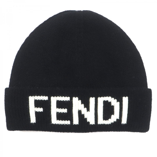 FENDI Knit cap FXQ056 wool Black White