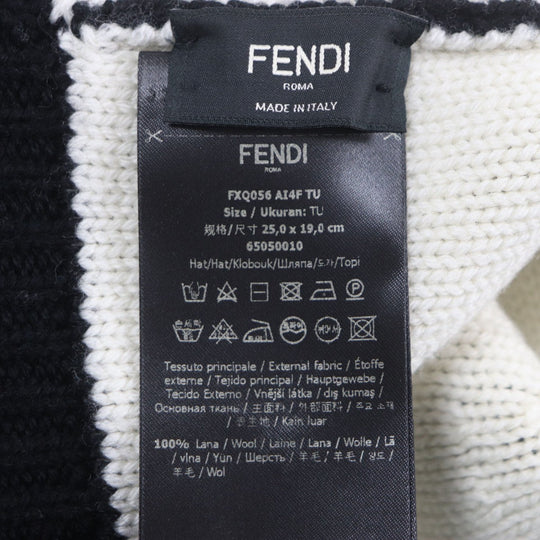 FENDI Knit cap FXQ056 wool Black White
