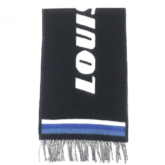 LOUIS VUITTON Scarf M73439 Main: 90% wool, Main: 10% cashmere Black white blue Ethalp LV Forward mens Used Authentic