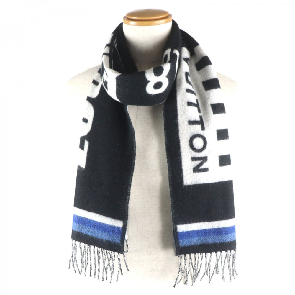 LOUIS VUITTON Scarf M73439 Main: 90% wool, Main: 10% cashmere Black white blue Ethalp LV Forward mens Used Authentic