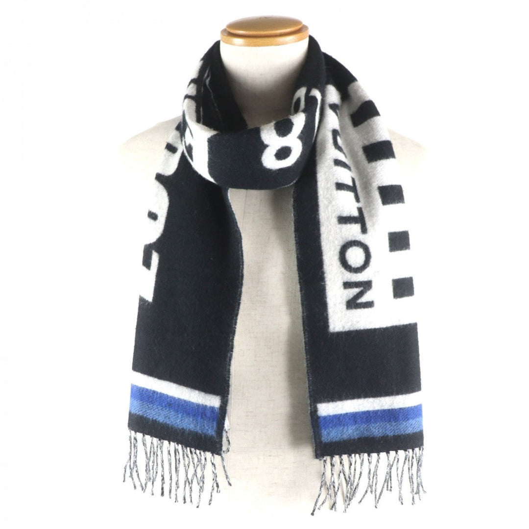 LOUIS VUITTON Scarf M73439 Main: 90% wool, Main: 10% cashmere Black white blue Ethalp LV Forward mens Used Authentic