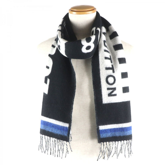 LOUIS VUITTON Scarf M73439 Main: 90% wool, Main: 10% cashmere Black white blue Ethalp LV Forward mens Used Authentic
