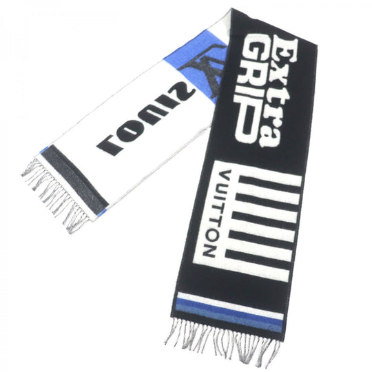 LOUIS VUITTON Scarf M73439 Main: 90% wool, Main: 10% cashmere Black white blue Ethalp LV Forward mens Used Authentic
