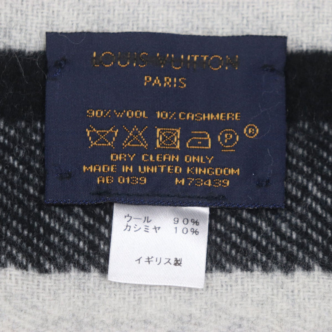 LOUIS VUITTON Scarf M73439 Main: 90% wool, Main: 10% cashmere Black white blue Ethalp LV Forward mens Used Authentic