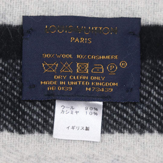 LOUIS VUITTON Scarf M73439 Main: 90% wool, Main: 10% cashmere Black white blue Ethalp LV Forward mens Used Authentic