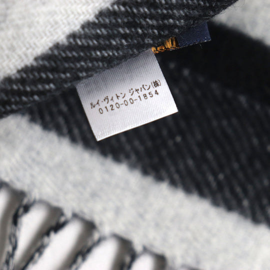 LOUIS VUITTON Scarf M73439 Main: 90% wool, Main: 10% cashmere Black white blue Ethalp LV Forward mens Used Authentic