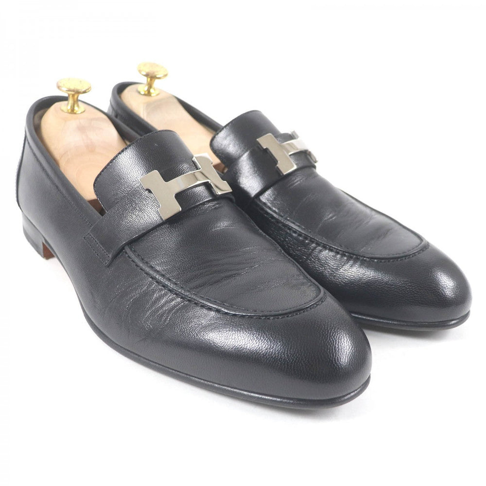 HERMES loafers leather black moccasins paris 43