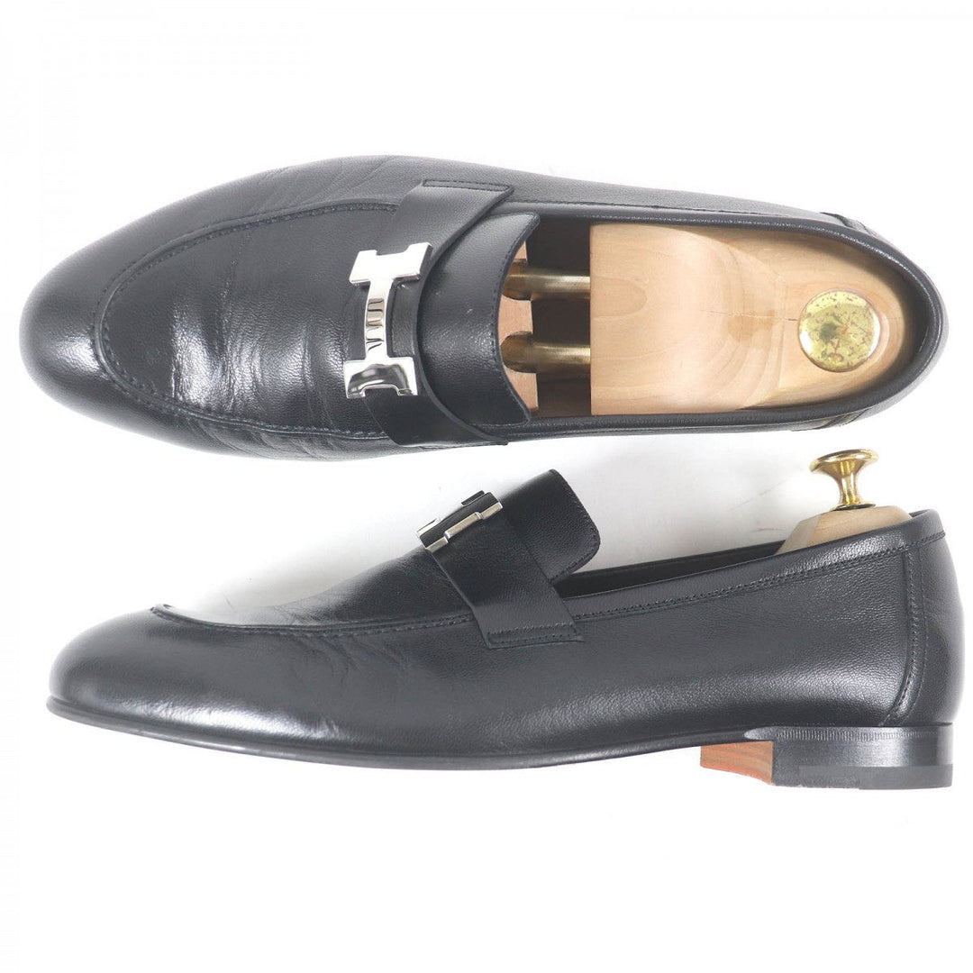 HERMES loafers leather black moccasins paris 43