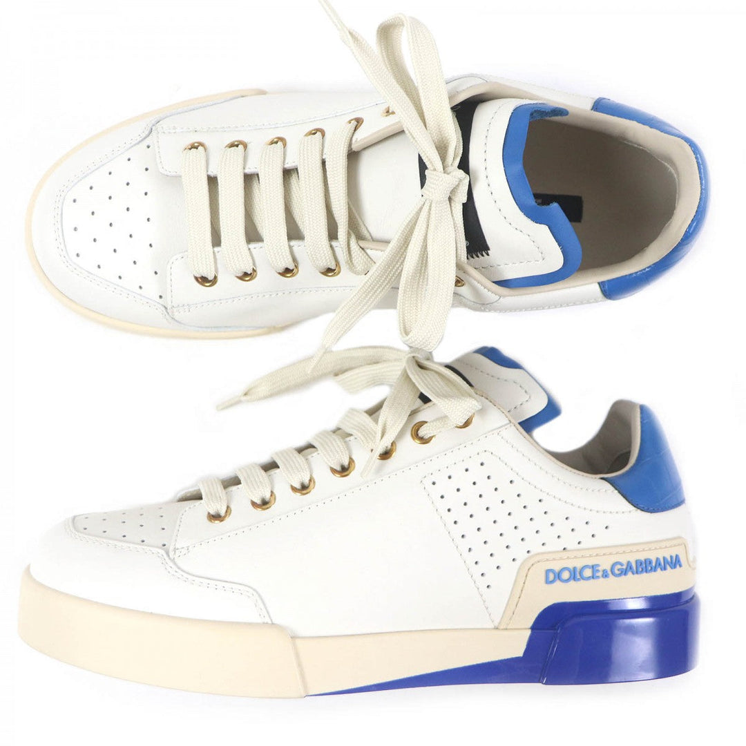 DOLCE&GABBANA Low cut sneakers Main: Leather White blue mens 6.5 Used Authentic