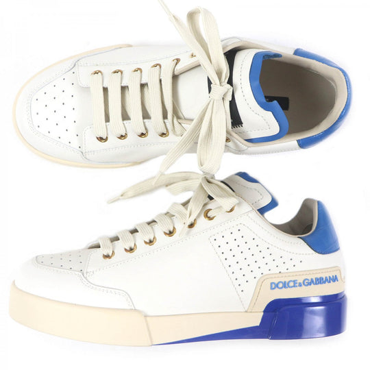 DOLCE&GABBANA Low cut sneakers Main: Leather White blue mens 6.5 Used Authentic