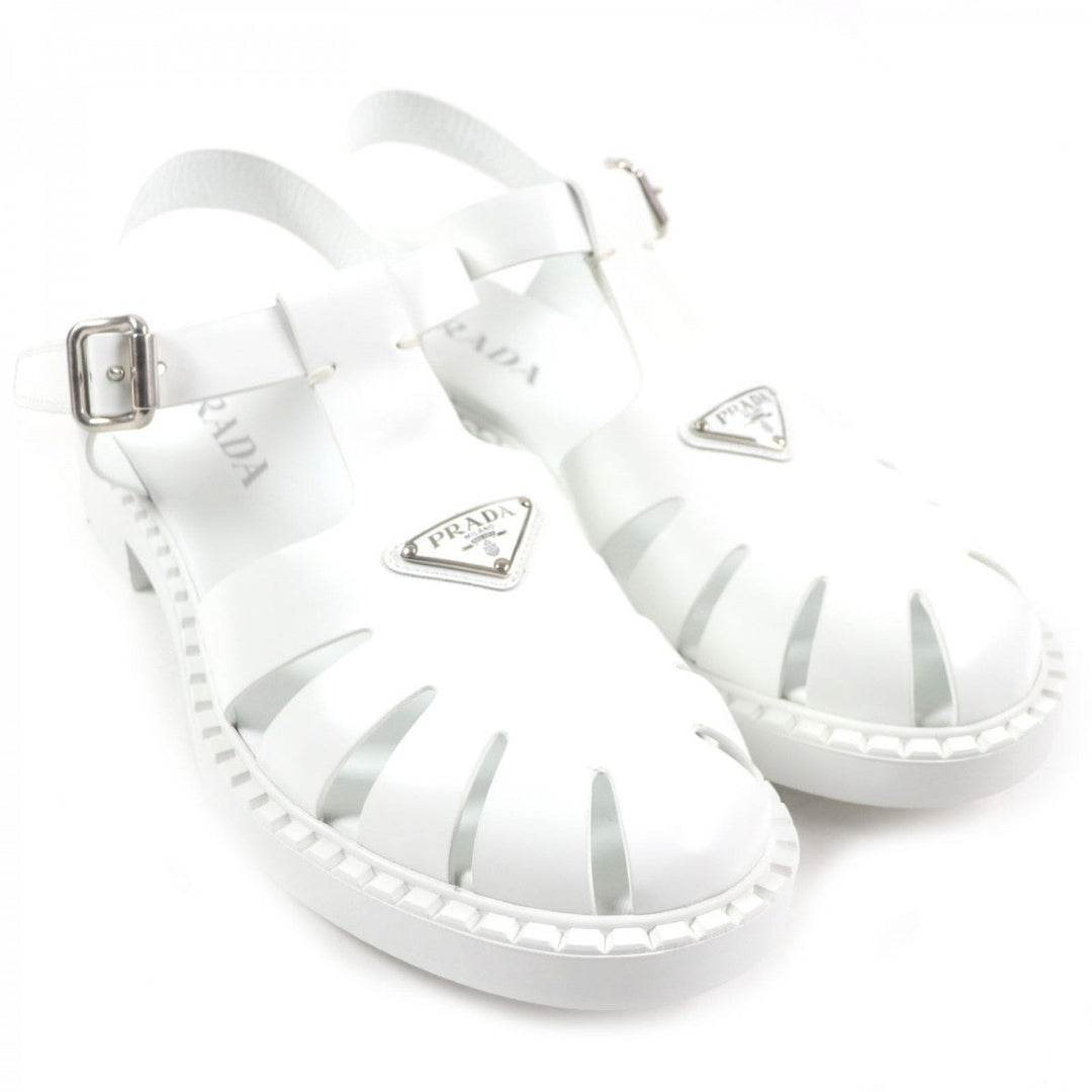 PRADA Sandals 2X3084 Main: Brushed leather white mens 10 Used Authentic