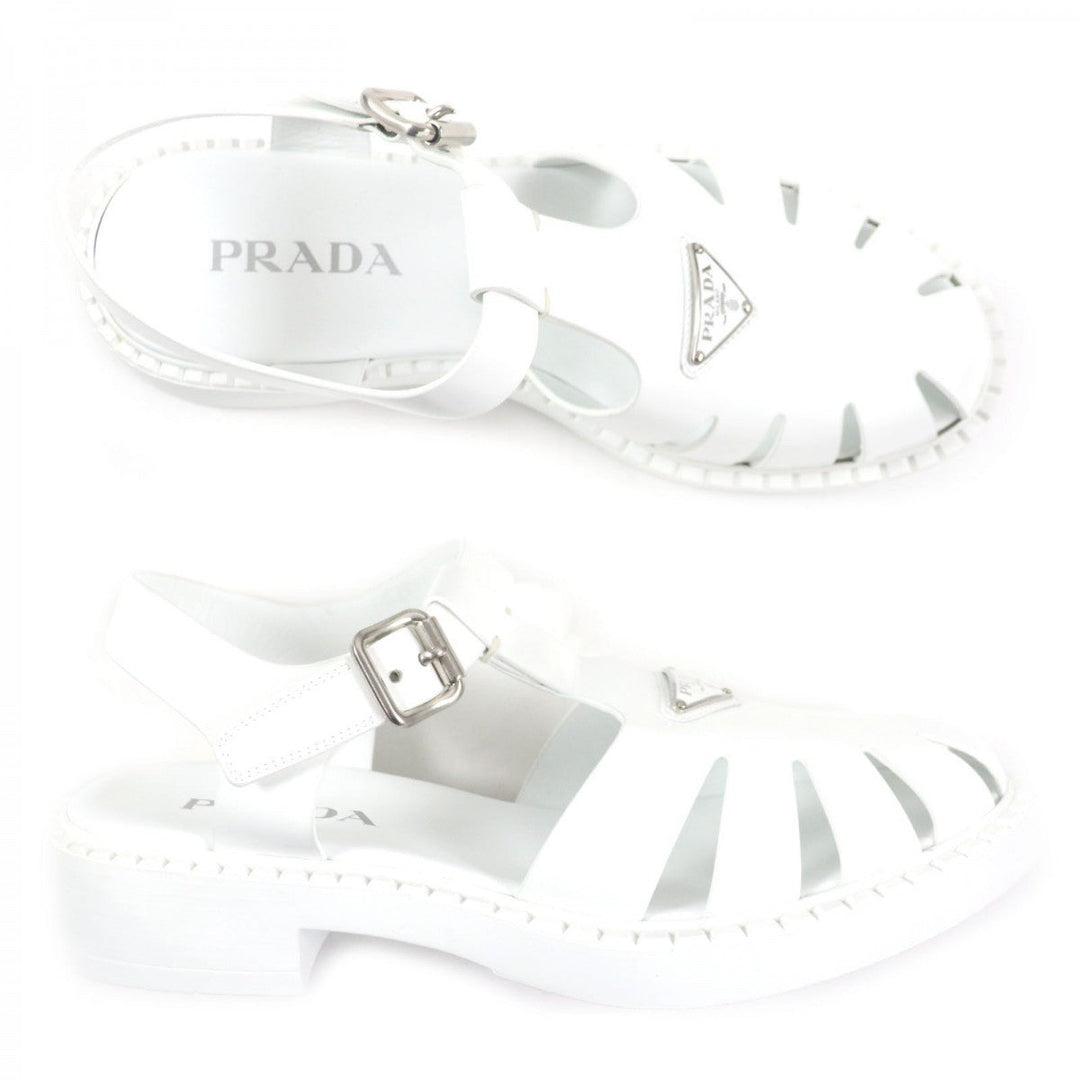 PRADA Sandals 2X3084 Main: Brushed leather white mens 10 Used Authentic