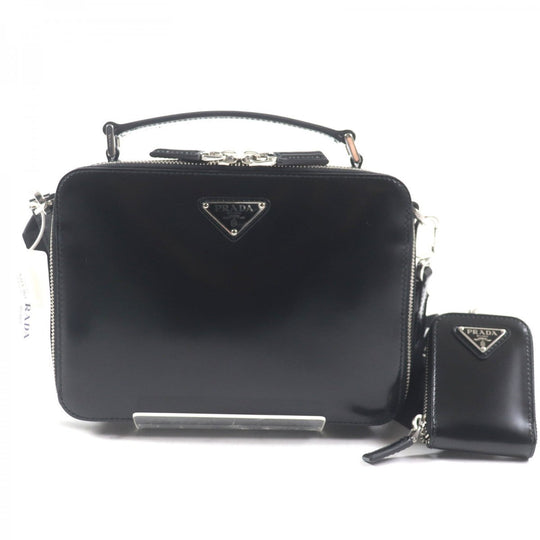 PRADA Shoulder Bag 2VH069 Main: Brushed leather black Brick mens Used Authentic