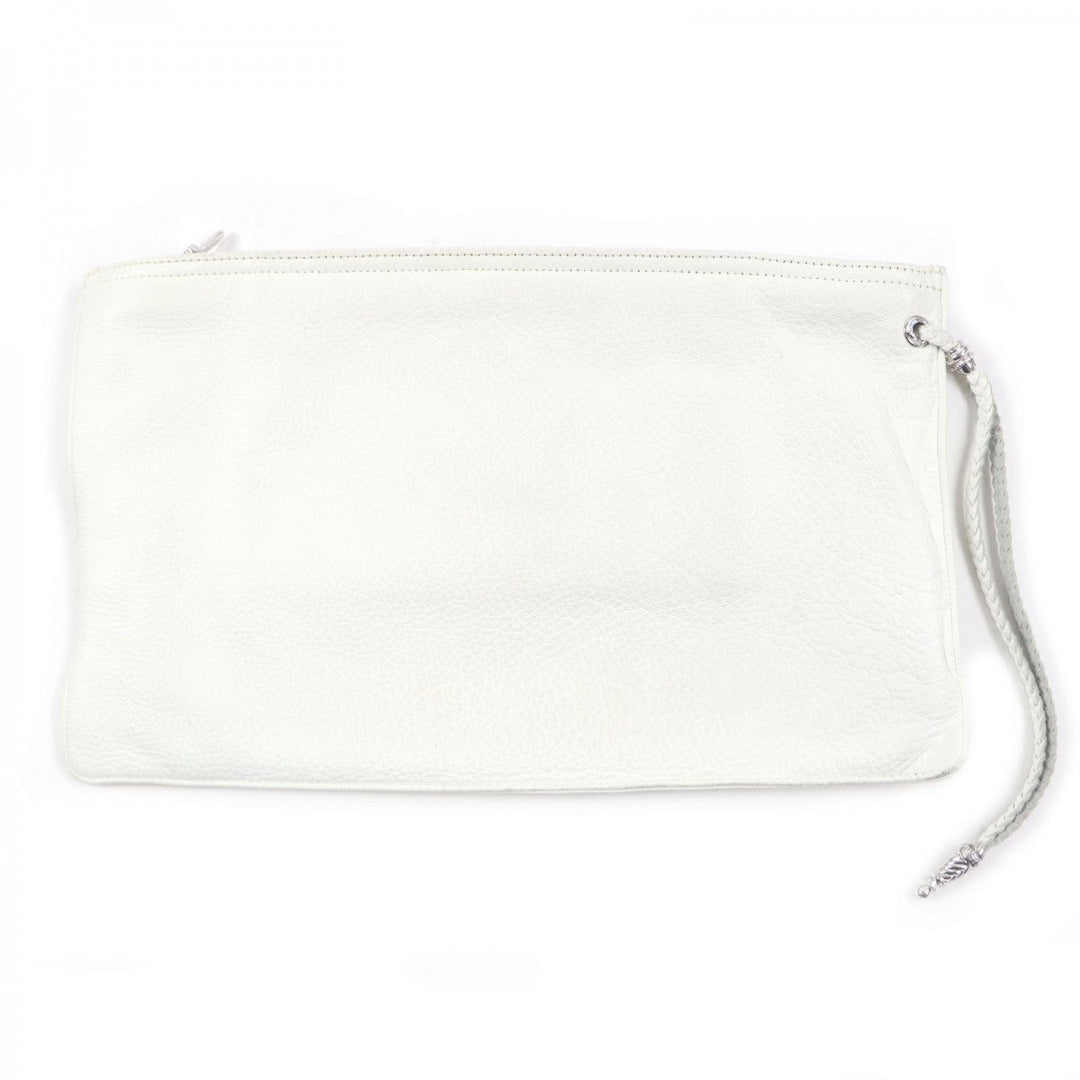 CHROME HEARTS Clutch bag leather White Silver