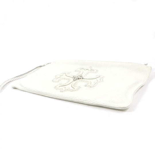 CHROME HEARTS Clutch bag leather White Silver